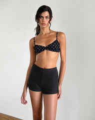Kyomi Micro Shorts in Ribbed Black