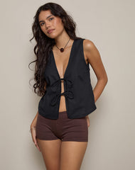 Kayve Tie Front Top in Black