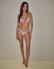Lakara Bra in Pink Mesh with Green Contrast Binding
