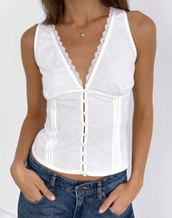 Lasily Sleeveless Corset Top in White