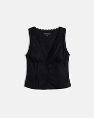 Lasily V Neck Corset Top in Black