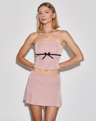 Leggy Tube Top in Tailoring Blush Pinstripe