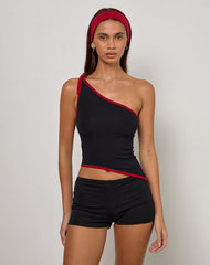 Lenti Asymmetric Top in Black with Adrenaline Red Binding