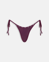 Lentra Bikini Bottom in Burgundy with Studs