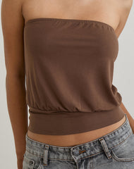 Leocadia Bandeau Top in Cupro Bitter Chocolate