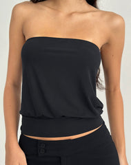 Leocadia Bandeau Top in Cupro Black