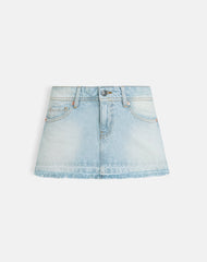 Low Rise Denim Mini Skirt in Icy Blue
