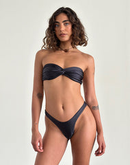 Linda Twist Bikini Top in Dark Grey