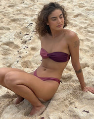 Linda Twist Bikini Top in Deep Mauve Plum