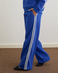Oze Track Pant in Cobalt Blue with Buttermilk Binding
