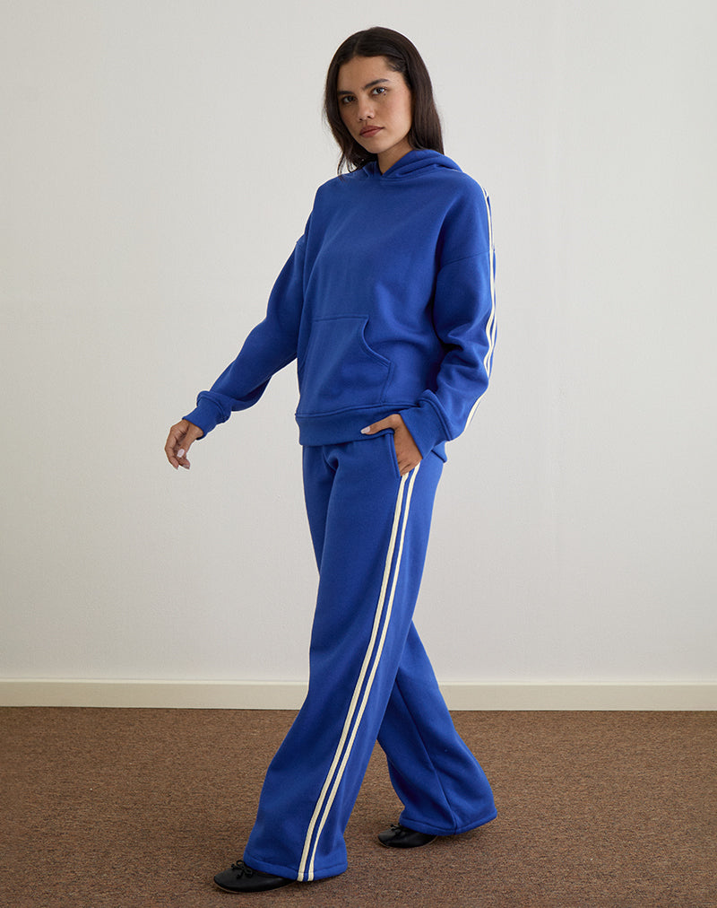 Oze Track Pant in Cobalt Blue with Buttermilk Binding