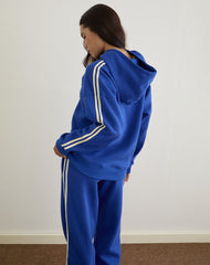 Lingwu Hoodie in Cobalt Blue with Buttermilk Binding