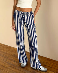 Lirura Trouser in Chunky Stripe White Navy