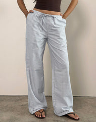 Lirura Trouser in Mini Gingham Blue and Grey