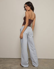 Lirura Trouser in Mini Gingham Blue and Grey