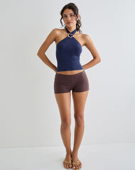 Lorie Halter Top in Cupro Navy