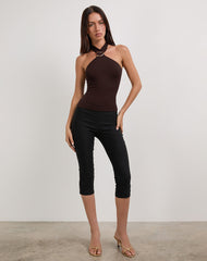 Lorie Halter Top in Rayon Bitter Chocolate