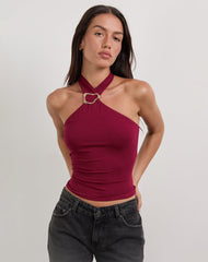Lorie Halter Top in Rayon Burgundy