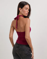 Lorie Halter Top in Rayon Burgundy