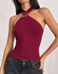 Lorie Halter Top in Rayon Burgundy
