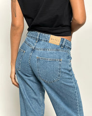 Low Rise Parallel Jeans in Blue Stone