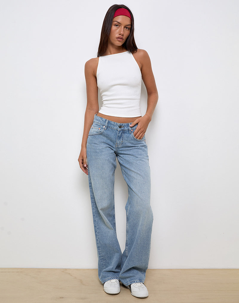 Low Rise Parallel Jeans In Bright Blue Used