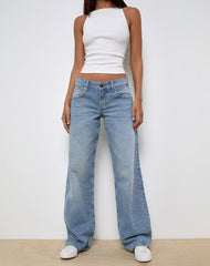 Low Rise Parallel Jeans In Bright Blue Used