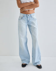 Low Rise Parallel Jeans in Icy Blue