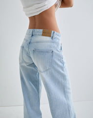 Low Rise Parallel Jeans in Icy Blue