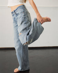 Low Rise Roomy Jeans in Extreme Rip Vintage Blue