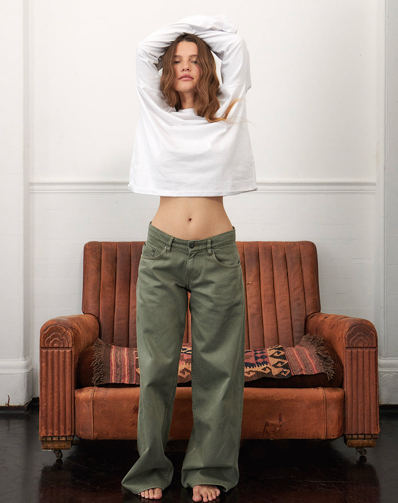 Low Rise Roomy Jeans in Fern Green