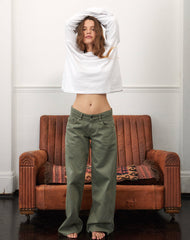 Low Rise Roomy Jeans in Fern Green