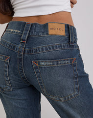 Low Rise Twisted Seam Jeans In Mid Blue Tint