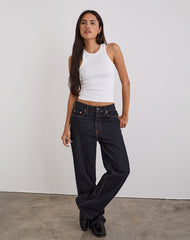 Low Slung Slim Parallel Jeans in Indigo