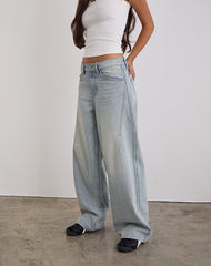 Low Slung Roomy Jeans in Breeze Blue Wash