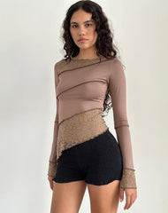 Lucca Long Sleeve Top in Slinky Lace Mocha