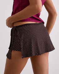 Luel Wrap Skort in Micro Polka Brown