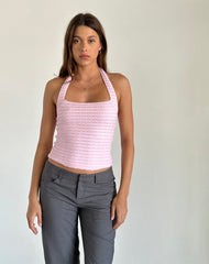 Maggha Halterneck Top in Crinkle Pink