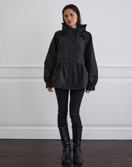 Malcari Peplum Nylon Jacket in Black