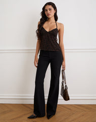 Malory Plunge Top in Oversize Jaguar Brown