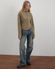 Mandy Jacket in Faux Suede Walnut