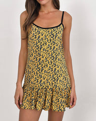 Marige Roundneck Mini Dress in Mini Bloom Yellow