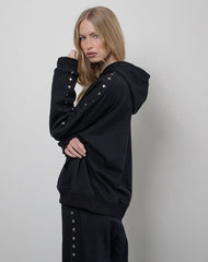 Max Hoodie in Black with Studs