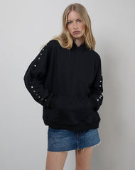 Max Hoodie in Black with Studs