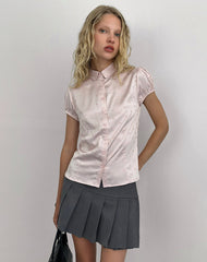 Meline Blouse in Satin Jacquard Pink