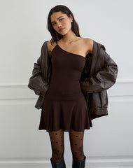Messac Asymmetric Dress in Rayon Jersey Bitter Chocolate