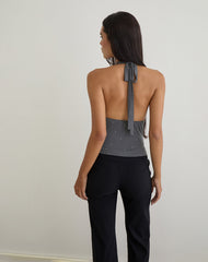 Minova Top in Cupro Diamante Dark Grey
