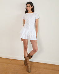 Movan Dropped Waist Mini Dress in White