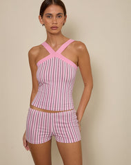Eunia Micro Shorts in Pinstripe Pink