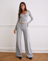 Dorala Low Rise Trousers with Eyelets in Grey Marl